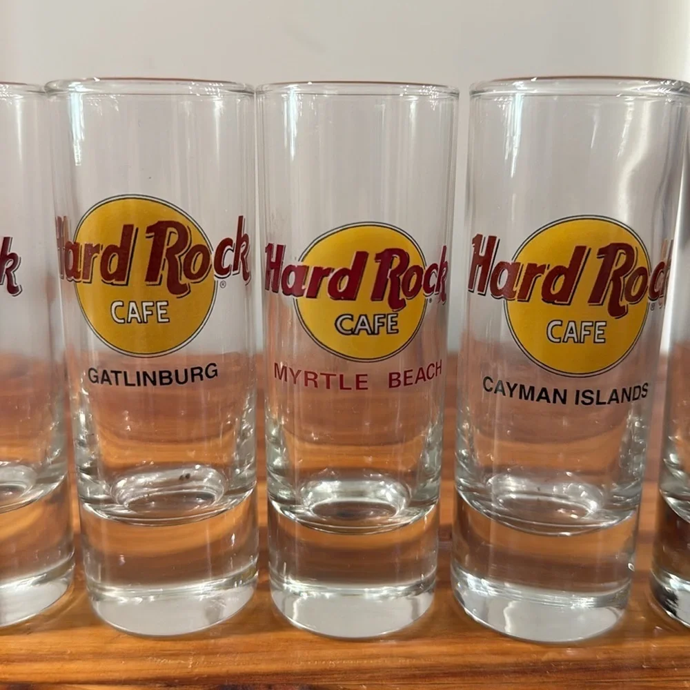 Set of 7 Hard Rock Cafe Collectors Tall Shot Glasses